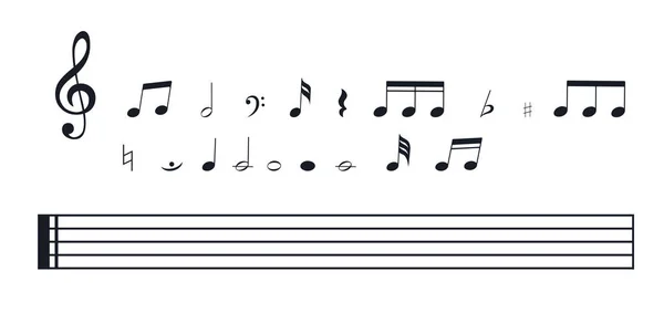 Hoja Musical Set Notas Musicales Personal Pentagrama Nota Musical — Vector de stock