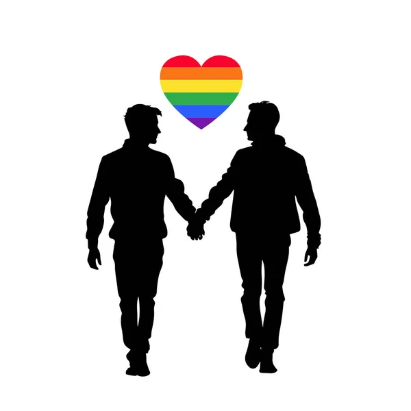 Eşcinsel Çift Eşcinsel Aşıklar Çift Silueti — Stok Vektör