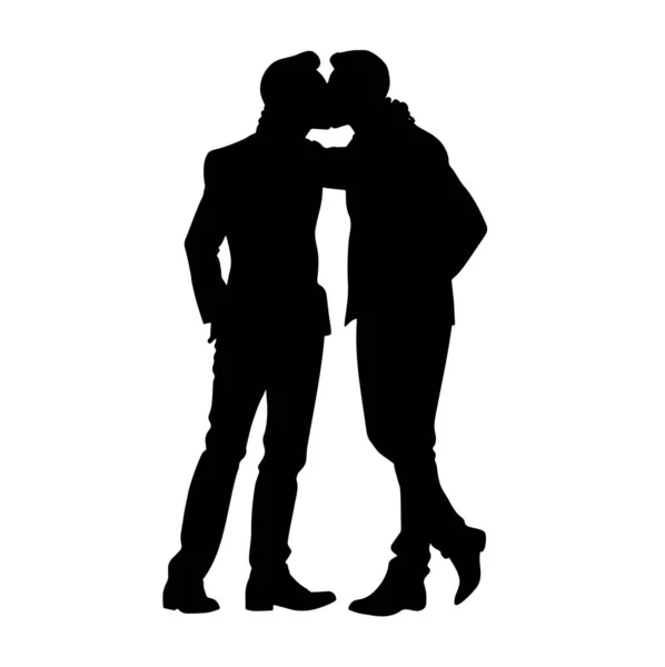 Eşcinsel Çift Öpüşen Adam Tutkulu Aşıklar — Stok Vektör