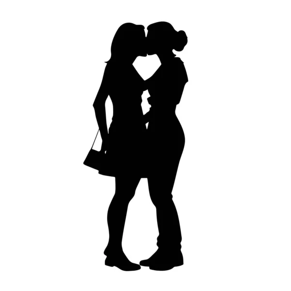 Young Female Lesbian Couple Hugging Kissing Each Other Lgbt Couple — Stock Vector