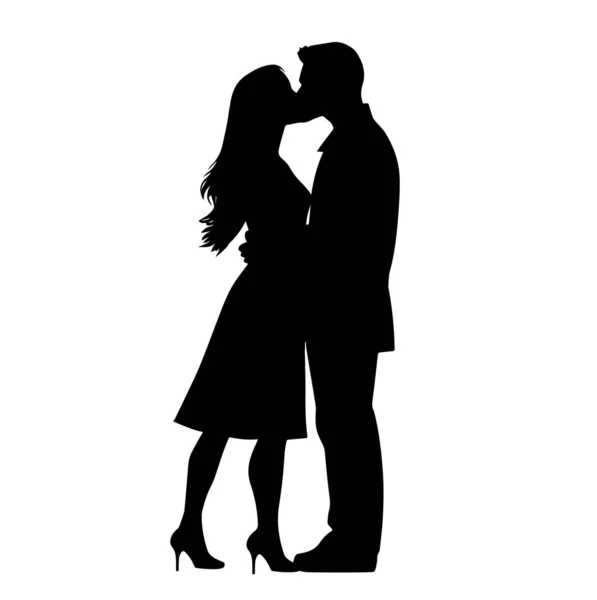Küssendes Paar Paar Küsst Sich Paar Liebende Menschen Silhouetten — Stockvektor