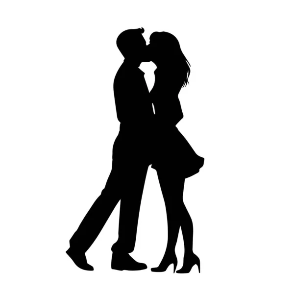 キスカップル カップルがキスしている カップル 愛する シルエット — ストックベクタ