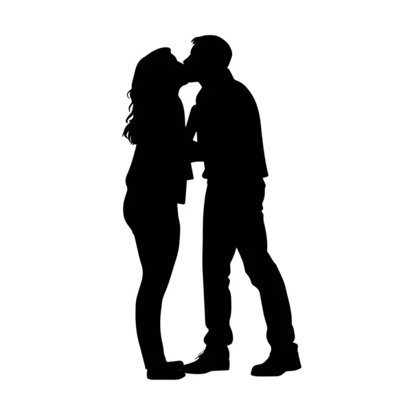 Kyssende Par Par Kysser Par Kærlige Mennesker Silhuetter – Stock-vektor