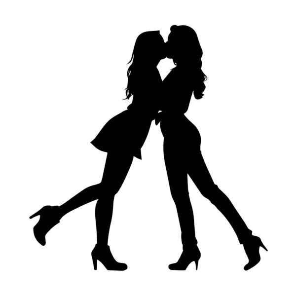 若い女性レズビアンカップルが抱き合ってキスをする Lgbt カップル レズビアン カップル — ストックベクタ