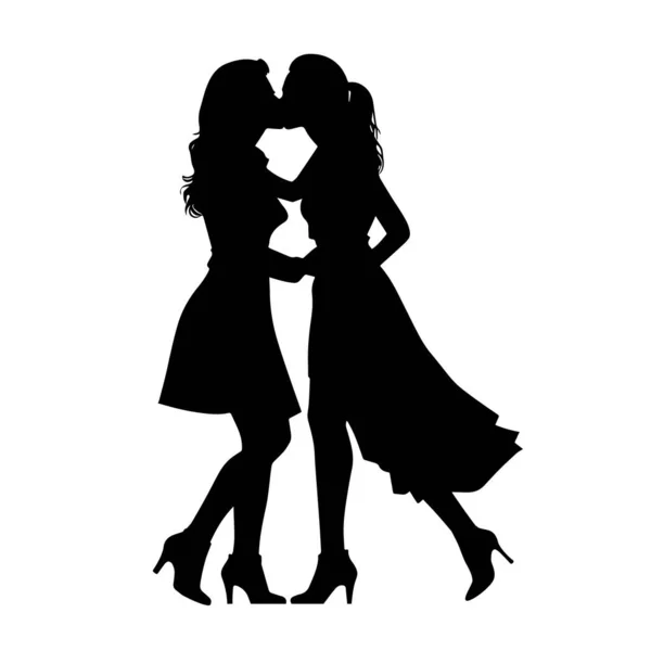 若い女性レズビアンカップルが抱き合ってキスをする Lgbt カップル レズビアン カップル — ストックベクタ