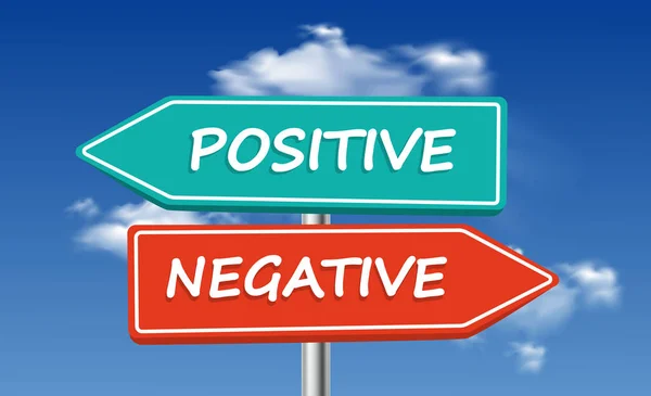 Positive Negative Positive Negative Signpost Sky Background Vector Illustration — Stock Vector