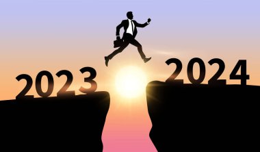 Bavullu iş adamı 2023 'ten 2024' e atlıyor. Mutlu yıllar.