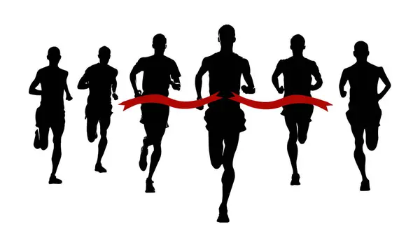 Correre Una Maratona Corridore Vince Atleta Atletica — Vettoriale Stock