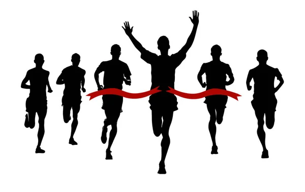 Running Marathon Runner Wins Athletics Athlete Competing — Stock Vector