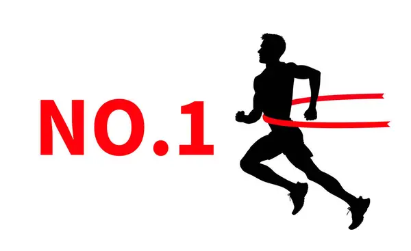 Runner Correre Una Maratona Corridore Vince Atleta Atletica Silhouette Competizione — Vettoriale Stock