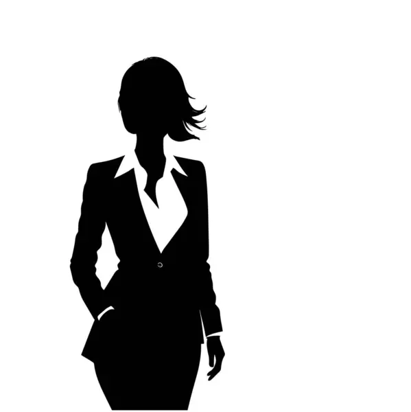 Business Γυναίκα Διάνυσμα Σιλουέτα Απομονώνονται Λευκό Φόντο — Διανυσματικό Αρχείο