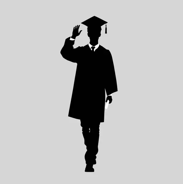 Graduate Silhouette Graduado Silueta Universitaria Happy Graduation Activity Silhouettes — Archivo Imágenes Vectoriales