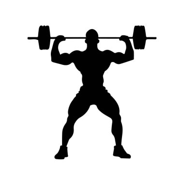 Ağırlık kaldıran spor adamı siluetleri, halter, halterci silueti izole edildi.