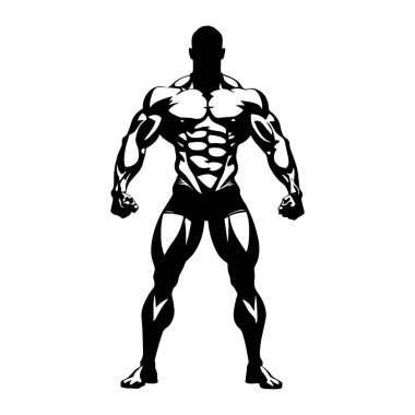 Vücut geliştiren kaslı adam siluetleri, vücut geliştiren siluetler.