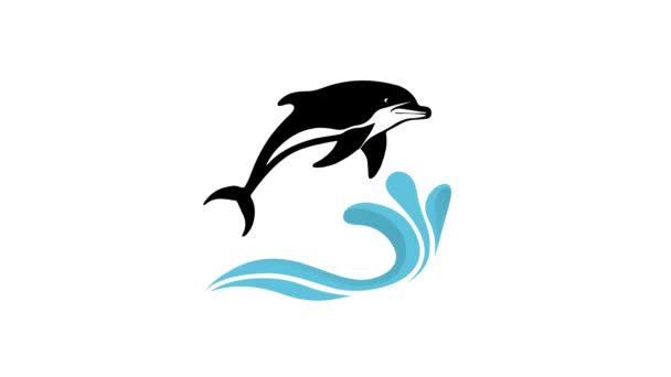 Delfín Salta Sumerge Bajo Agua Olas Del Océano Salpican Cámara — Vídeos de Stock