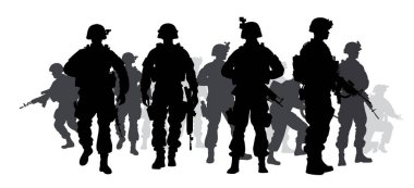 Asker ve Ordu Siluetleri, Asker, Ordu siluetleri. Silahlı askerler silueti var.