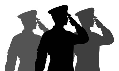 Salute soldier, silhouette of saluting army soldier, saluting male army soldier clipart