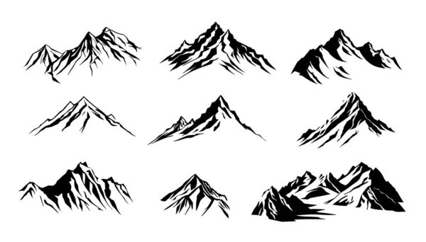 Mountain silhouettes, logo set mountain vector, mountain elements