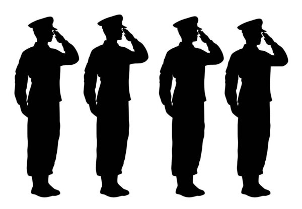 Salute soldier, silhouette of saluting army soldier, saluting male army soldier
