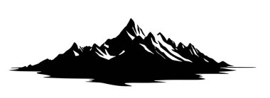 Dağ siluetleri, logo, dağ vektörü, dağ elementleri beyaz üzerine izole edilmiş.