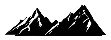 Dağ siluetleri, logo, dağ vektörü, dağ elementleri beyaz üzerine izole edilmiş.