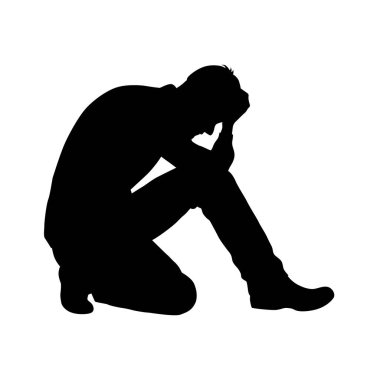 Kafası karışmış adam, üzgün adam, İnsanlar depresyonda ya da hayal kırıklığına uğramış siluetler