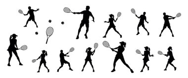 Tenis siluetleri, tenisçi spor silueti, tenisçi kadın kibrit şampiyonu.