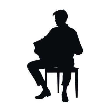 Startone piyano silueti çalan adam beyazda izole edilmiş.