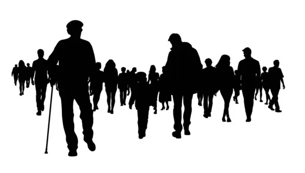 People Walking Street Silhouette Silhouettes Moving People Crowd Street Man — Stock Vector
