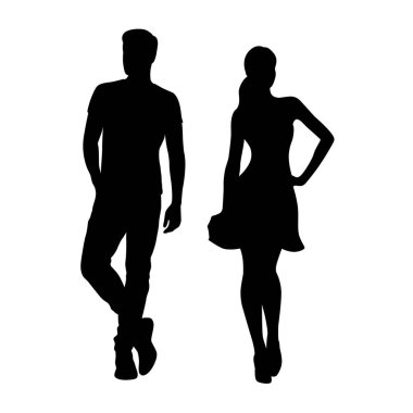 Kadın ve erkek silueti, ayakta duran siluet