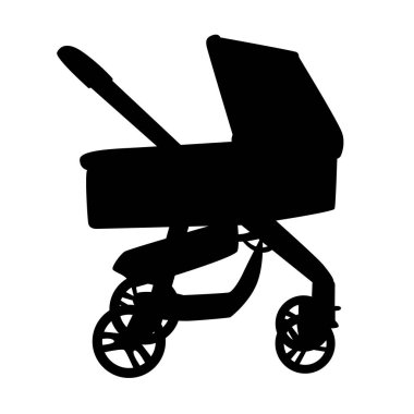 Bebek arabasının silüeti beyaza izole edilmiş.
