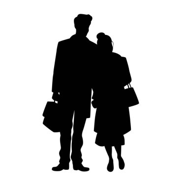 Erkek kadına sarılır, tatlı çift silueti, birlikte duran çift.