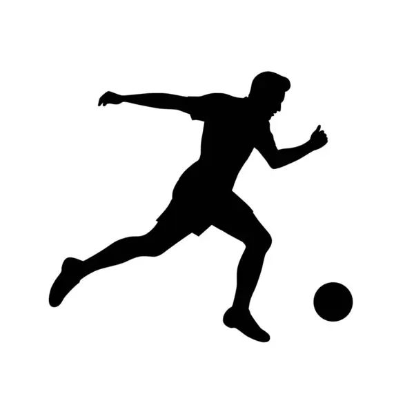 stock vector Man soccer shoot silhouettes, football player pose