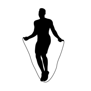 İp atlıyor, adam ip atlama siluetiyle zıplıyor