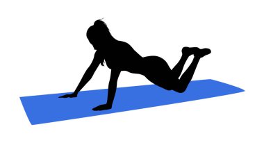 Güzel fitness kadını dağ tırmanışı yapıyor siluet egzersizleri yapıyor beyazlar üzerinde