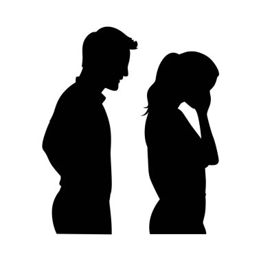 Münakaşa eden çiftler, kavga eden ebeveynlerin siluetleri, aile kavgası siluetleri.