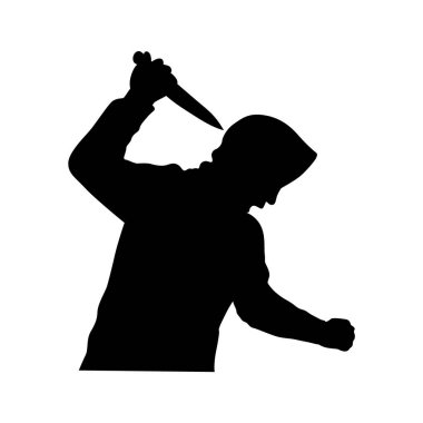 Elinde bıçak tutan katil, korkunç adam silueti.