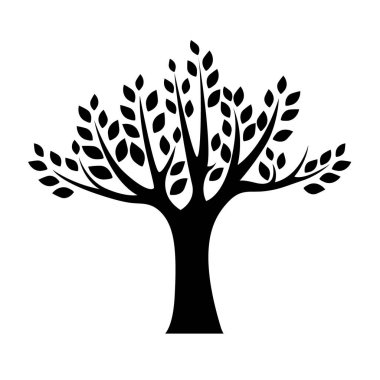 Şirin ağaç, siyah yaşam ikonu, ağaç logosu.