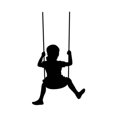 Kız silueti salıncakta sallanıyor, kız silueti beyaz renkte soyutlanıyor.