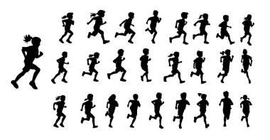 Çocuklar silueti çalıştırıyor, çocuklar koşuyor, çocuklar siluetleri çalışıyor