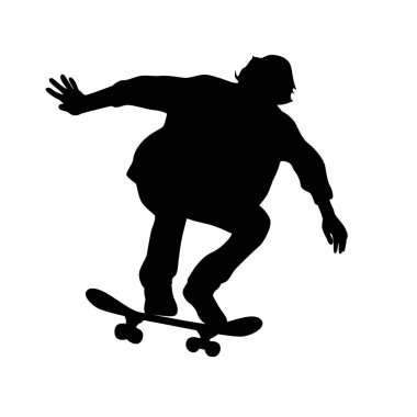 Kaykaycı vektör silueti, kaykaycı, kaykaycı adam kaykaya atlıyor.