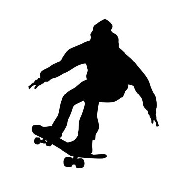 Kaykaycı vektör silueti, kaykaycı, kaykaycı adam kaykaya atlıyor.
