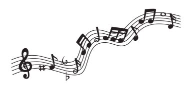 Müzik nota sayfası simgesi personel vektörü, melodi notası nota kağıdı, vektör sayfası müzik, müzik notaları melodisi