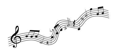 Müzik nota sayfası simgesi personel vektörü, melodi notası nota kağıdı, vektör sayfası müzik, müzik notaları melodisi
