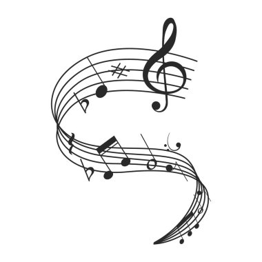 Müzik nota sayfası simgesi personel vektörü, melodi notası nota kağıdı, vektör sayfası müzik, müzik notaları melodisi