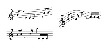 Müzik nota sayfası simgesi personel vektörü, melodi notası nota kağıdı, vektör sayfası müzik, müzik notaları melodisi