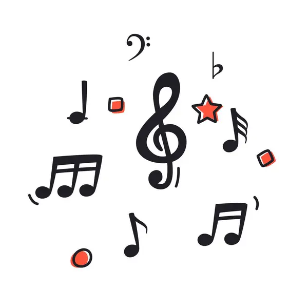 可爱的音乐音符图标设定矢量 黑色音符符号 音乐音符符号 矢量图形