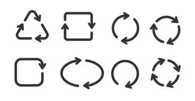 Simgeler, geri dönüşüm logosu vektörü, yeşil geri dönüşüm veya geri dönüşüm okları