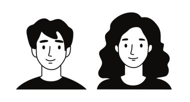 İnsanlar avatar simgeleri, kullanıcı profili. Erkek ve dişiyi içeren Avatar profil resim simgesi seti. Kullanıcı kişisel profili