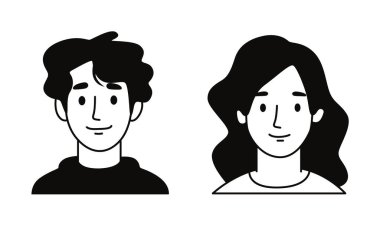 İnsanlar avatar simgeleri, kullanıcı profili. Erkek ve dişiyi içeren Avatar profil resim simgesi seti. Kullanıcı kişisel profili